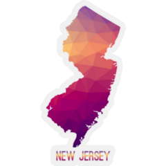New Jersey Map In Pink Geometric Sticker