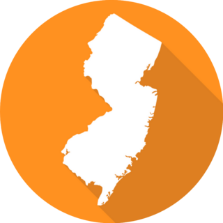 New Jersey Map On Orange Sticker
