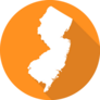 New Jersey Map On Orange Sticker