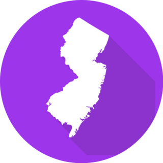 New Jersey Map On Purple Sticker