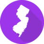 New Jersey Map On Purple Sticker