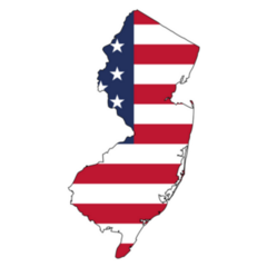 New Jersey Map US Flag Sticker