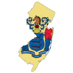 New Jersey Map With The Flag Inside Sticker