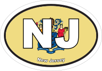 New Jersey Nj State Flag Oval Sticker