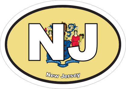 New Jersey Nj State Flag Oval Sticker