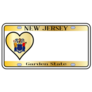 New Jersey State License Plate Heart Sticker