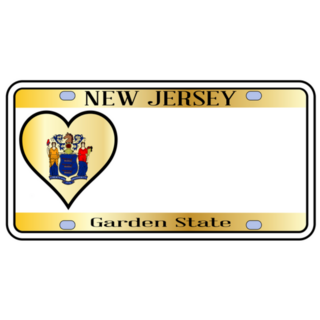 New Jersey State License Plate Heart Sticker