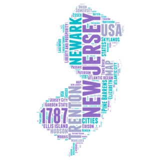 New Jersey Usa State Map Word Sticker
