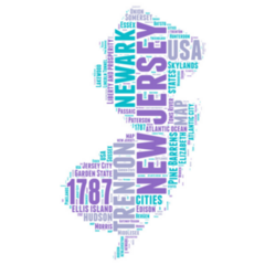 New Jersey Usa State Map Word Sticker