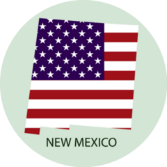 New Mexico State With Flag Map Sticker