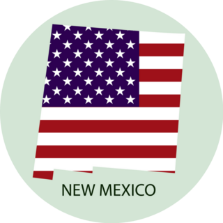 New Mexico State With Flag Map Sticker