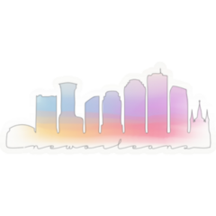 New Orleans Louisiana Skyline Watercolor City Lettering Sticker
