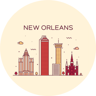 New Orleans, Usa, Skyline Illustration Sticker