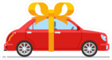 New Red Car With Gold Bow Sticker