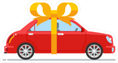 New Red Car With Gold Bow Sticker