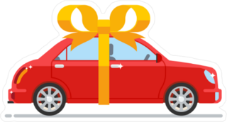 New Red Car With Gold Bow Sticker