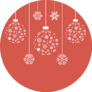 New Years Balls And Snowflakes Illustration On Red Sticker