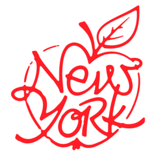 New York Brush Lettering Apple Sticker