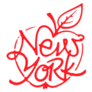New York Brush Lettering Apple Sticker