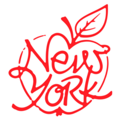 New York Brush Lettering Apple Sticker