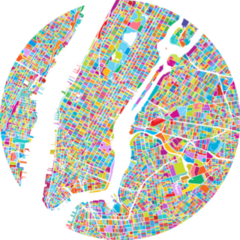 New York City Manhattan Colorful Map Sticker