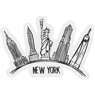 New York City Skyline Line Art Sticker