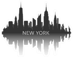 New York City Skyline Silhouette Lettering Illustration Sticker