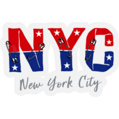 New York City Slogan With Pin Illustration Sticker