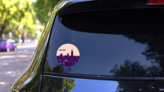 New York Cityscape Illustration Sticker on a Rear Car Window (New) example