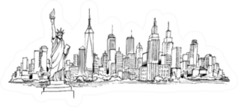 New York Drawing Stenciled Skyline Sticker
