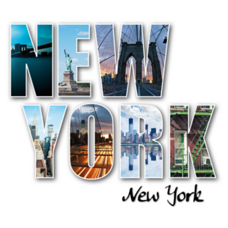 New York Lettering Collage Of Famous Locations Sticker