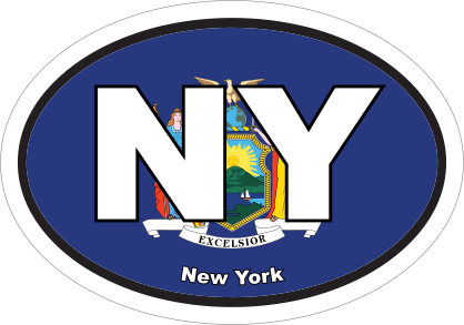 New York Ny State Flag Oval Sticker