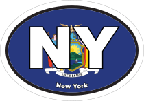 New York Ny State Flag Oval Sticker