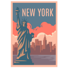 New York Retro Poster Orange Sticker
