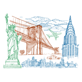 New York Sightseeing Sketch Sticker