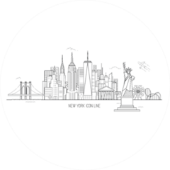 New York Skyline Cute Illustration In Line Art Style Sticker