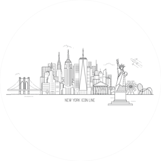 New York Skyline Cute Illustration In Line Art Style Sticker
