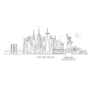 New York Skyline Cute Illustration In Line Art Style Sticker