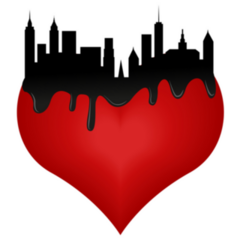 New York Skyscrapers On Red Heart Sticker
