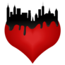 New York Skyscrapers On Red Heart Sticker