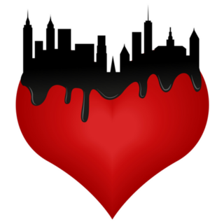 New York Skyscrapers On Red Heart Sticker