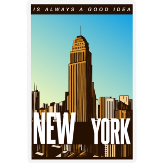new York Slogan With City Illustration Sticker