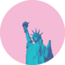 New York Statue Of Liberty Illustration On Pink Sticker