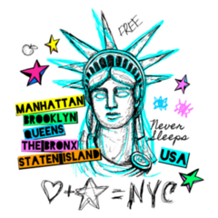 New York Statue Of Liberty Lettering Dry Brush Stroke Sticker