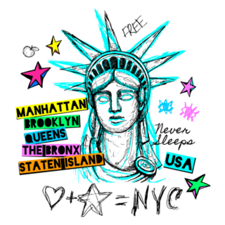New York Statue Of Liberty Lettering Dry Brush Stroke Sticker