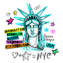 New York Statue Of Liberty Lettering Dry Brush Stroke Sticker