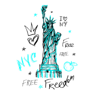 New York Statue Of Liberty Lettering Graphic Sticker