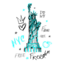 New York Statue Of Liberty Lettering Graphic Sticker
