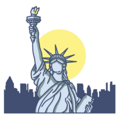 New York Statue Of Liberty  With Town Silhouette Sticker