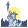 New York Statue Of Liberty  With Town Silhouette Sticker
